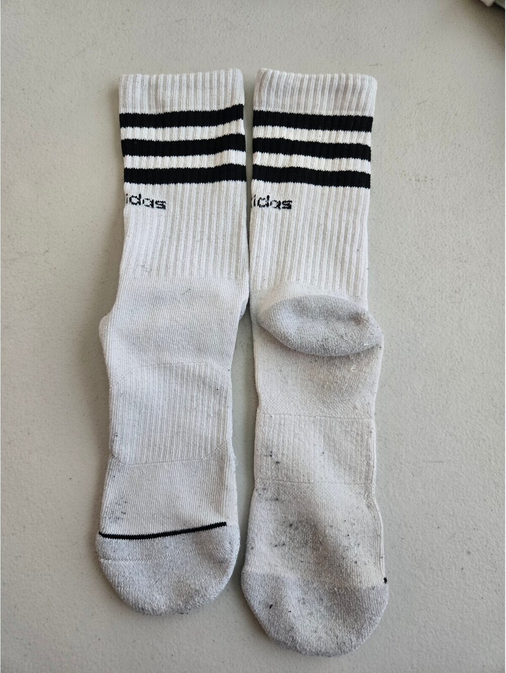 adidas 3-Stripe Crew Socks White Black Adult Large